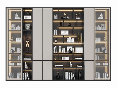 现代书柜装饰柜,3d模型