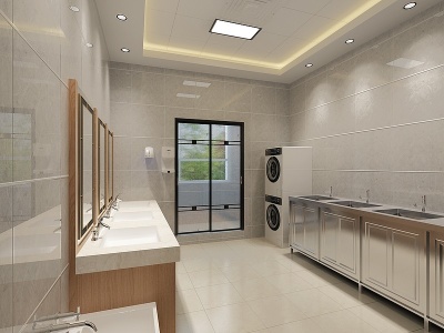 现代洗漱盥水室3d模型