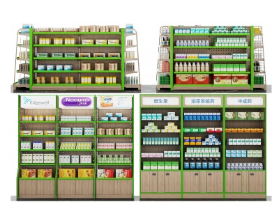 3d现代药品货物展柜模型