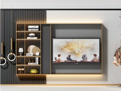 现代电视柜背景墙模型3d模型