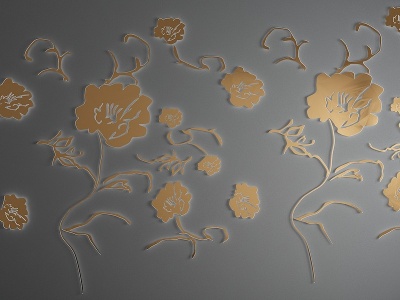 3d金属花瓣植物墙饰挂件模型