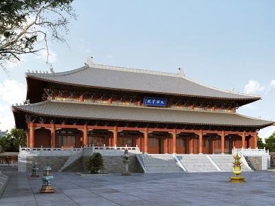 3d中式古建宫殿大雄宝殿模型