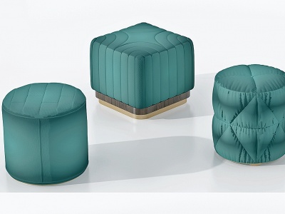3d现代布艺矮凳组合模型
