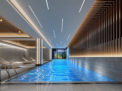 3d现代游泳池水疗水区模型