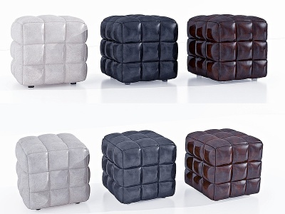 3d现代皮革沙发凳模型