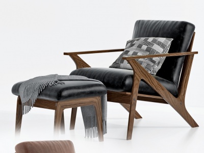 3d现代皮革休闲椅模型