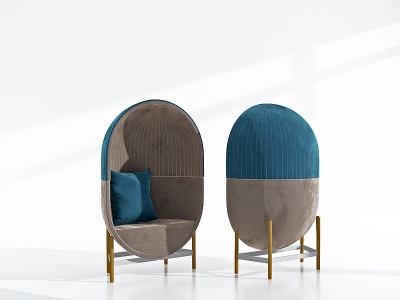 3d现代绒布创意休闲椅模型
