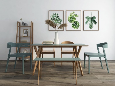 3d北欧风格餐桌椅组合模型
