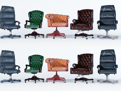 欧式豪华皮革办公椅模型3d模型