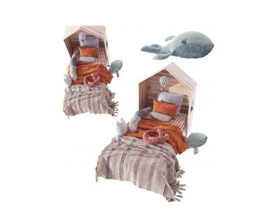 3d北欧实木儿童床模型