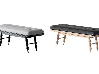 欧式绒布床尾凳模型3d模型