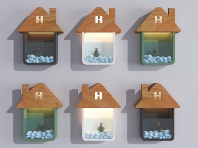 3d现代房屋儿童壁灯模型