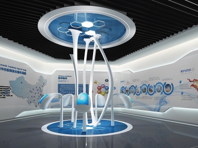 3d现代企业文化展厅模型