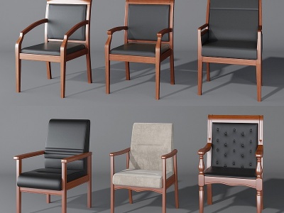 3d新中式实木办公椅模型