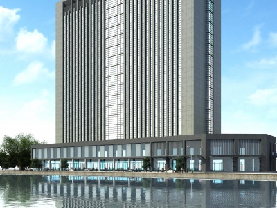 3d现代酒店办公楼商场模型