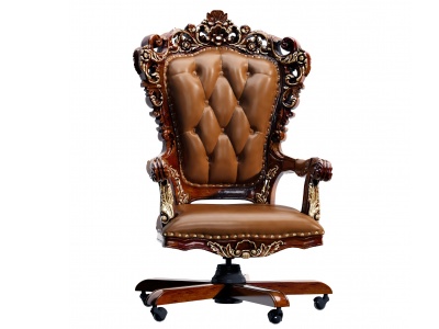 3d法式古典皮革雕花大班椅模型