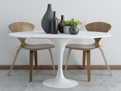 3d现代北欧餐桌椅模型