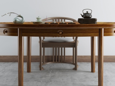 3d新中式禅意茶桌椅模型