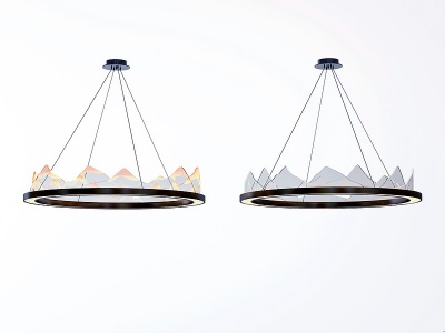 3d新中式轻奢环形山脉吊灯模型