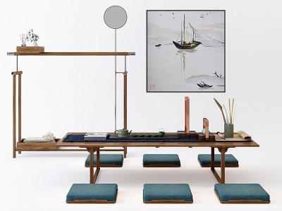 日式茶桌椅组合模型3d模型