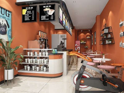 现代奶茶店北欧桌椅模型3d模型