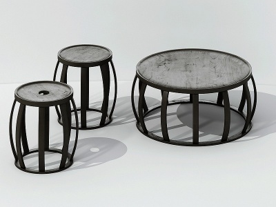 3d现代铁艺桌椅组合模型