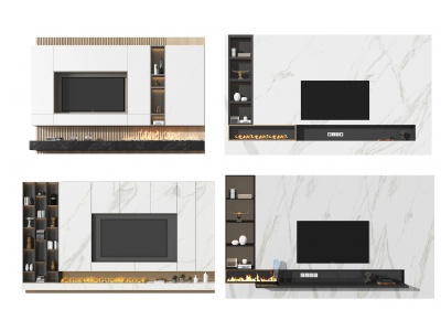 3d现代电视背景墙模型