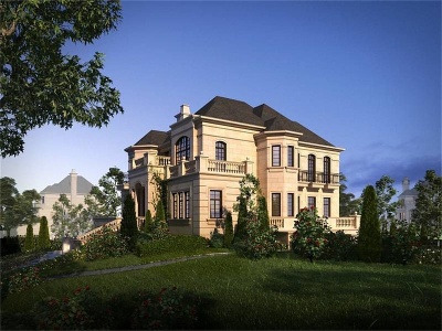 法式独栋别墅模型3d模型
