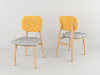 3d北欧实木餐椅单椅模型