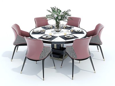 3d现代餐桌椅组合模型