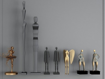3d现代人物雕塑摆件模型