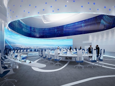 现代科技会议大厅模型