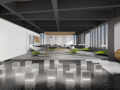 3d现代生态展馆展厅模型