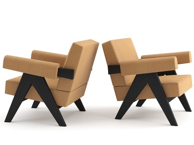3d现代皮革单椅扶手椅休闲椅模型