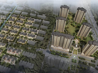 3d现代商业高层住宅小区模型