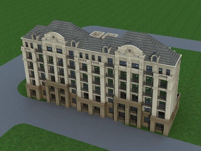 3d法式多层住宅楼模型