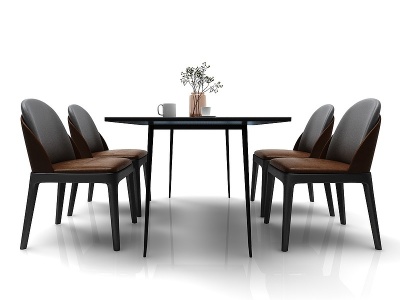 3d现代风格餐厅桌椅模型