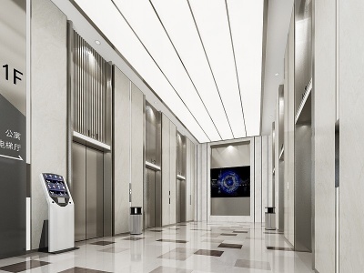 现代公寓电梯厅过道模型3d模型