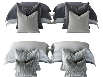 3d现代布艺枕头模型