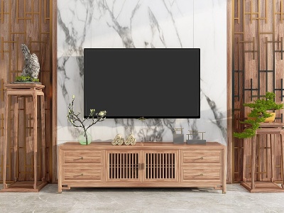 新中式实木电视柜模型3d模型