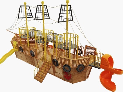 3d现代海盗船滑梯模型