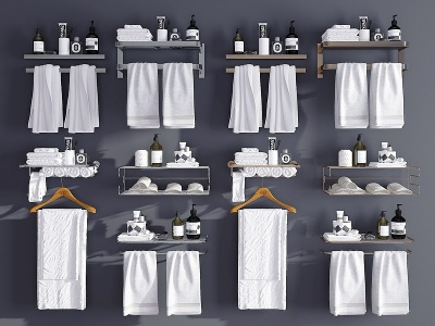 3d现代毛巾架卫浴用品模型