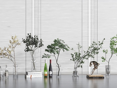 3d现代玻璃绿植花瓶模型