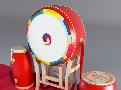 新中式手鼓乐器模型3d模型