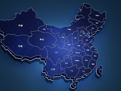 C4D现代中国地图墙饰模型模型