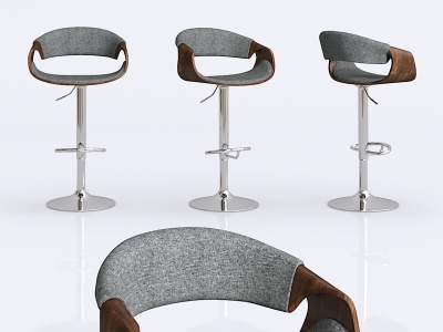 现代实木布艺吧台椅模型3d模型