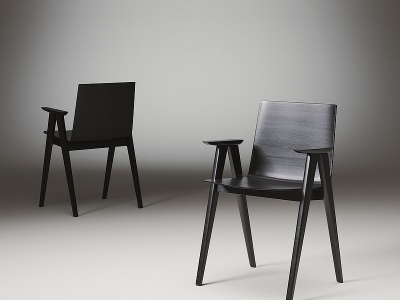 黑色木质单椅模型3d模型