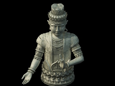 中式雕像佛像石像莲花底座模型3d模型