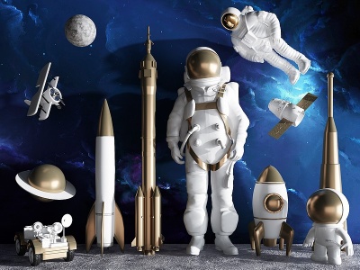 3d现代太空宇航员装饰摆件模型