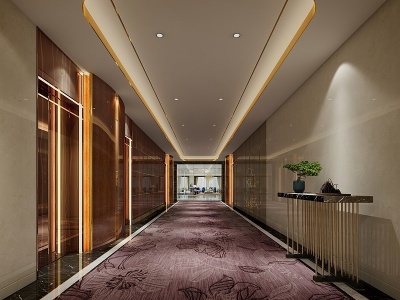 3d现代酒店电梯厅模型
